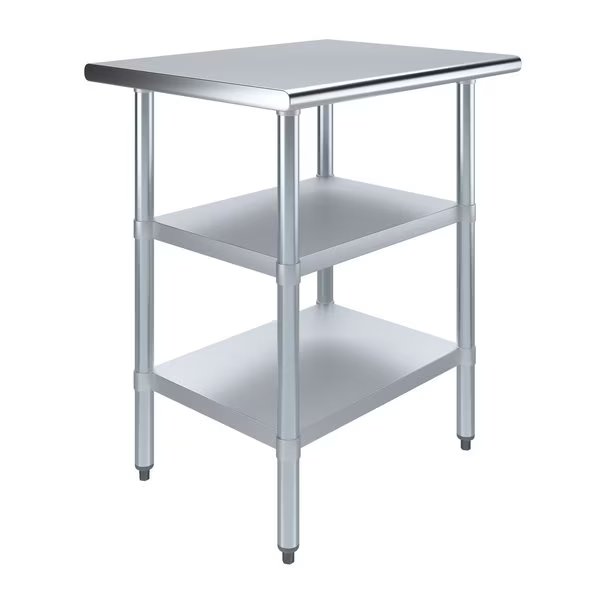 24x30 Prep Table with Stainless Steel Top and 2 Shelves, Amgood, Mfr#: AMG WT-2430-2SH